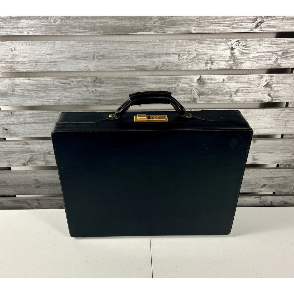 Vintage Hartmann Luggage Natural Belting Leather 18" Briefcase Made in USA Black